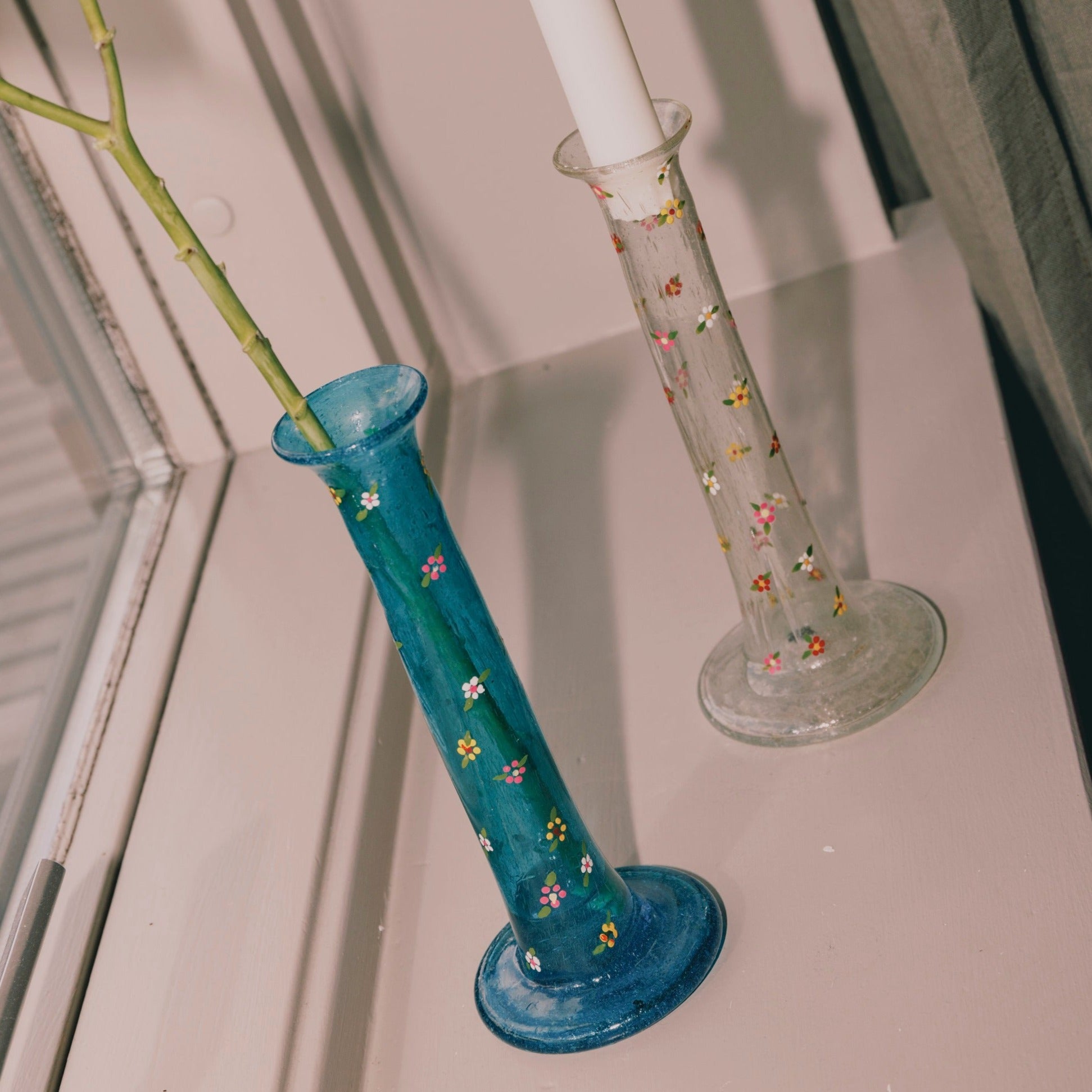 Handpainted Herati Candlestick In Turquoise MADE51 Shop