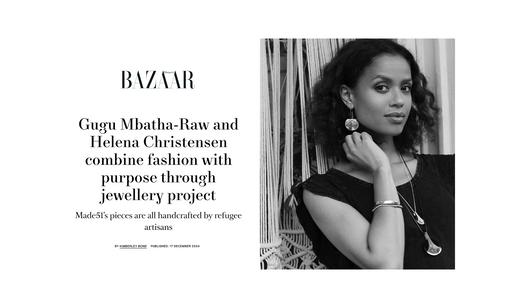 Gugu Mbatha-Raw, photographed by Helena Christensen, wears MADE51 in Harpers Bazaar