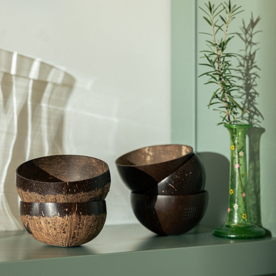 Half-Polished Coconut Bowls