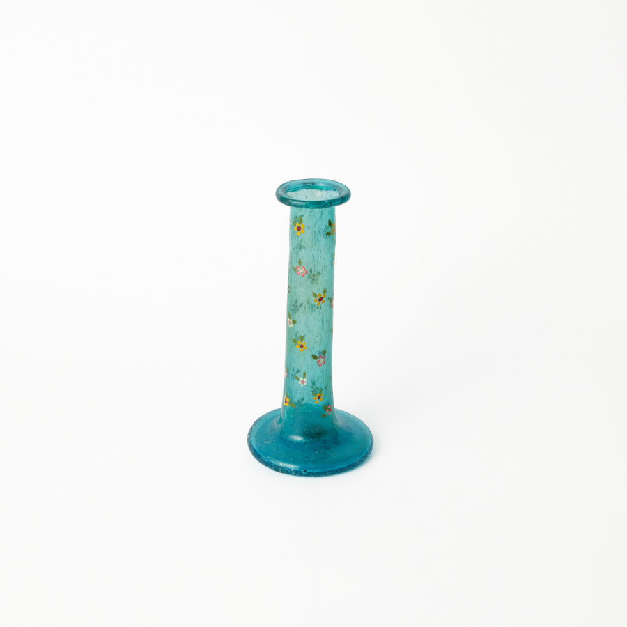 Handpainted Herati Candlestick in Turquoise