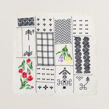 Patchwork Voile Embroidered Scarf