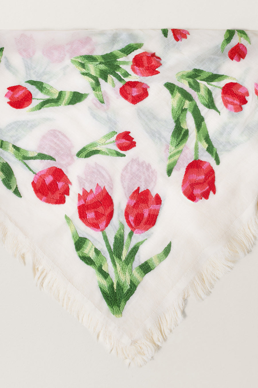 Tulip Voile Hand Embroidered Scarf