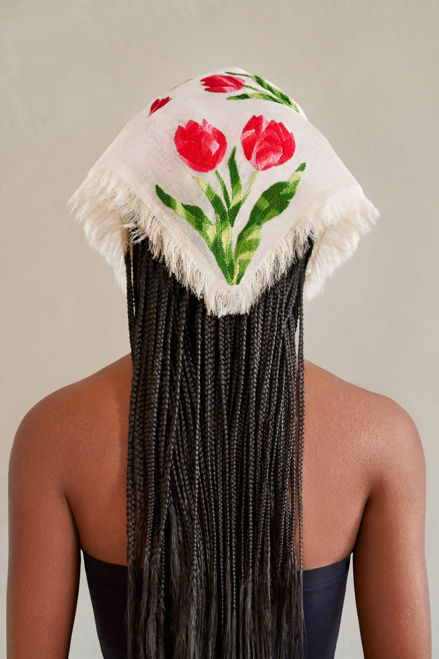Tulip Voile Hand Embroidered Scarf