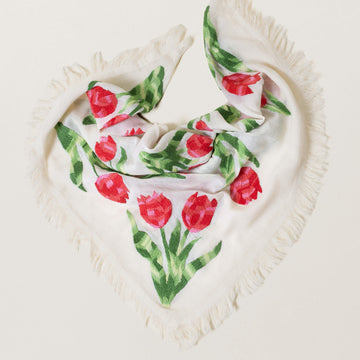 Tulip Voile Hand Embroidered Scarf