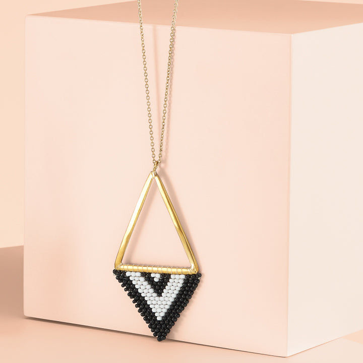 Beaded Triangle Necklace in Black
