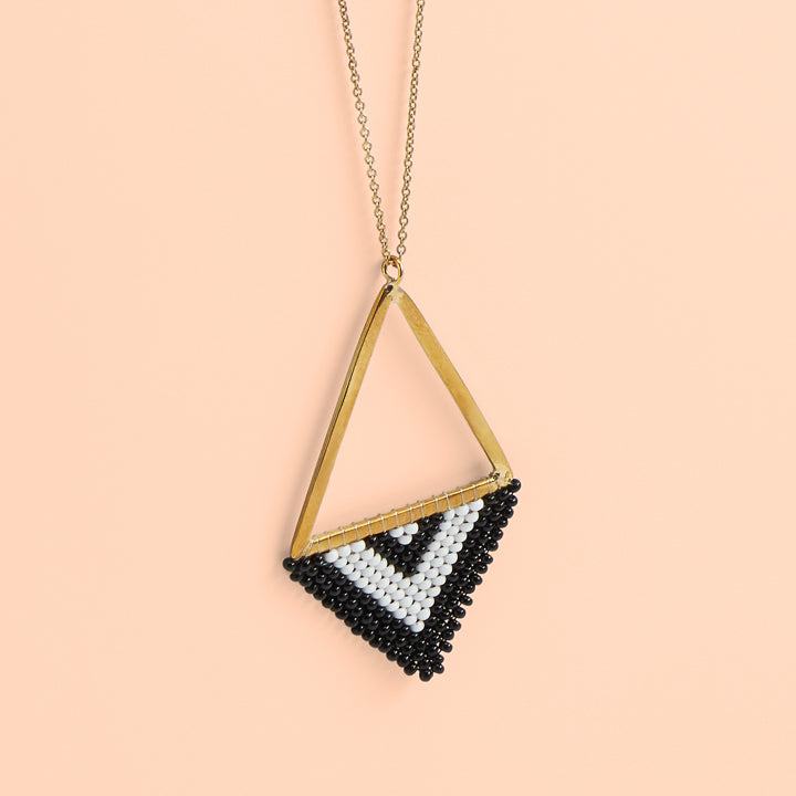 Beaded Triangle Necklace in Black