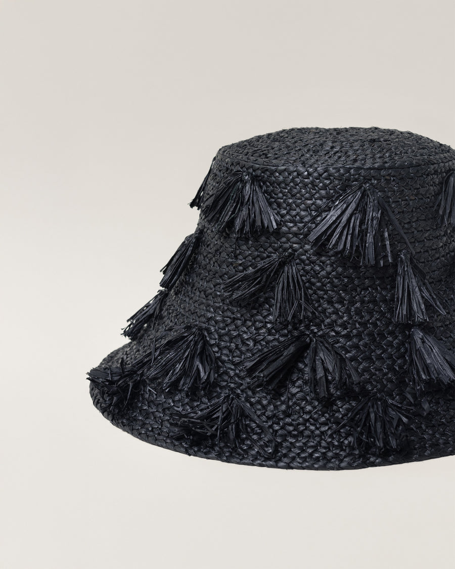 Raffia Fringe Bucket Hat