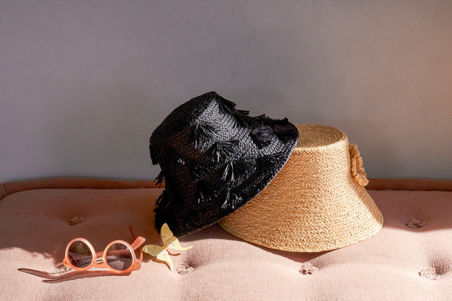 Raffia Fringe Bucket Hat