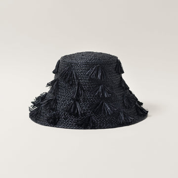 Raffia Fringe Bucket Hat