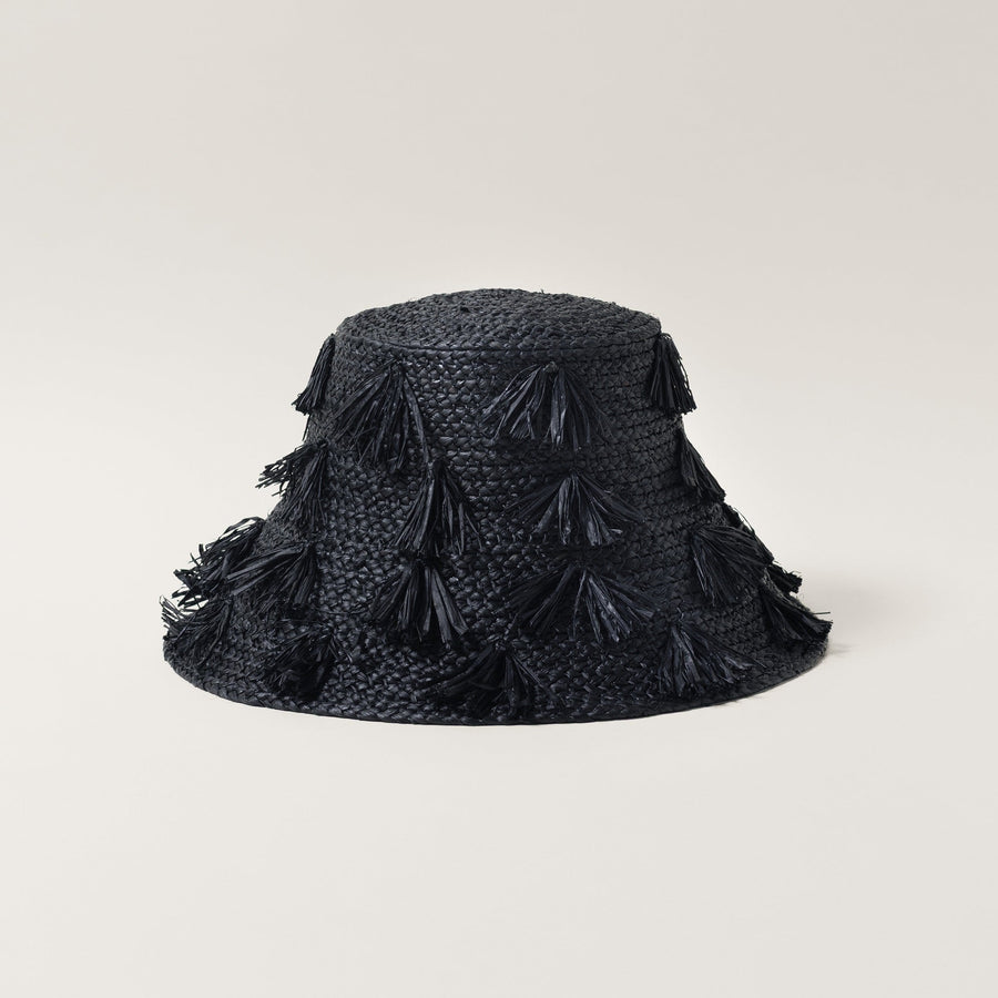 Raffia Fringe Bucket Hat