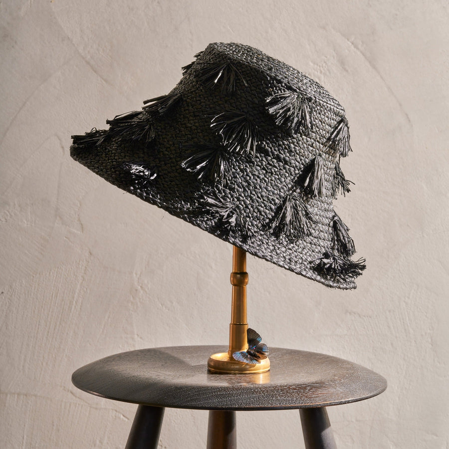 Raffia Fringe Bucket Hat