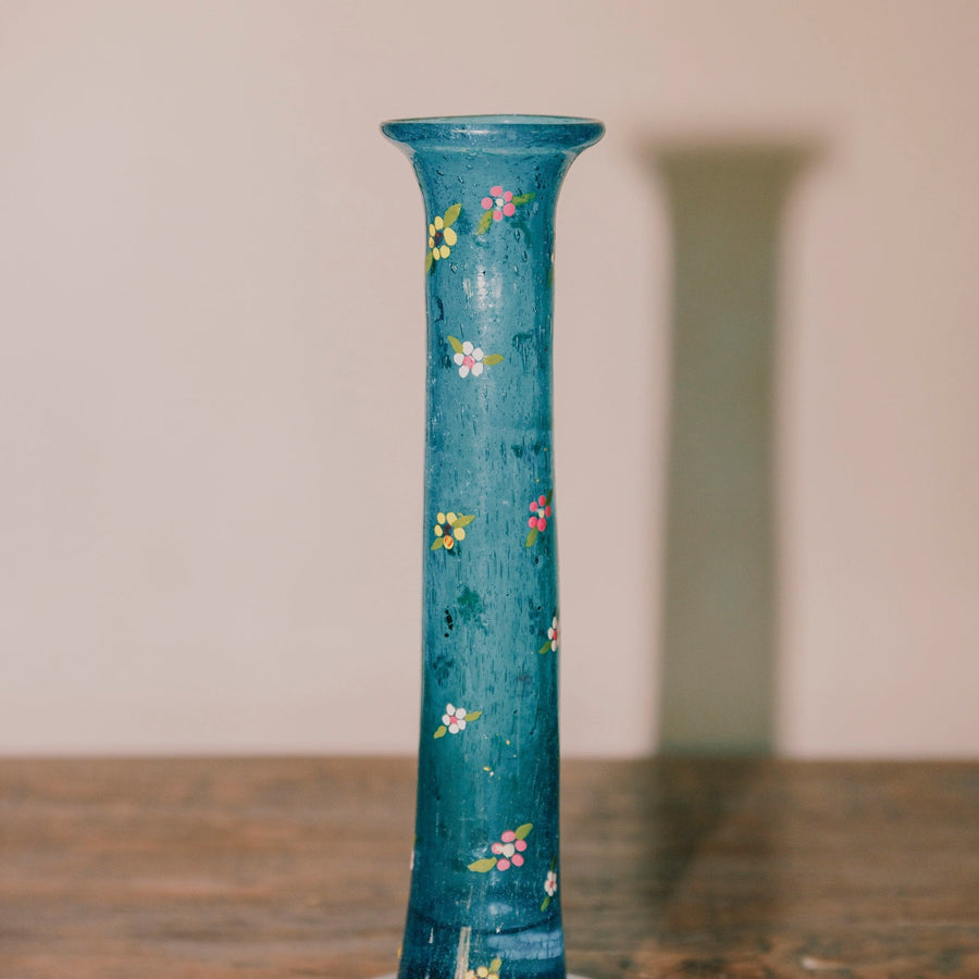 Handpainted Herati Vase in Turquoise