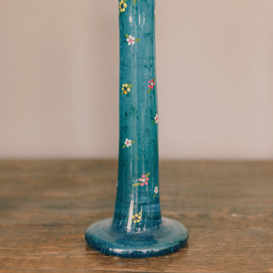 Handpainted Herati Candlestick in Turquoise