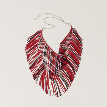 Hand-beaded Plaid Scarf Necklace
