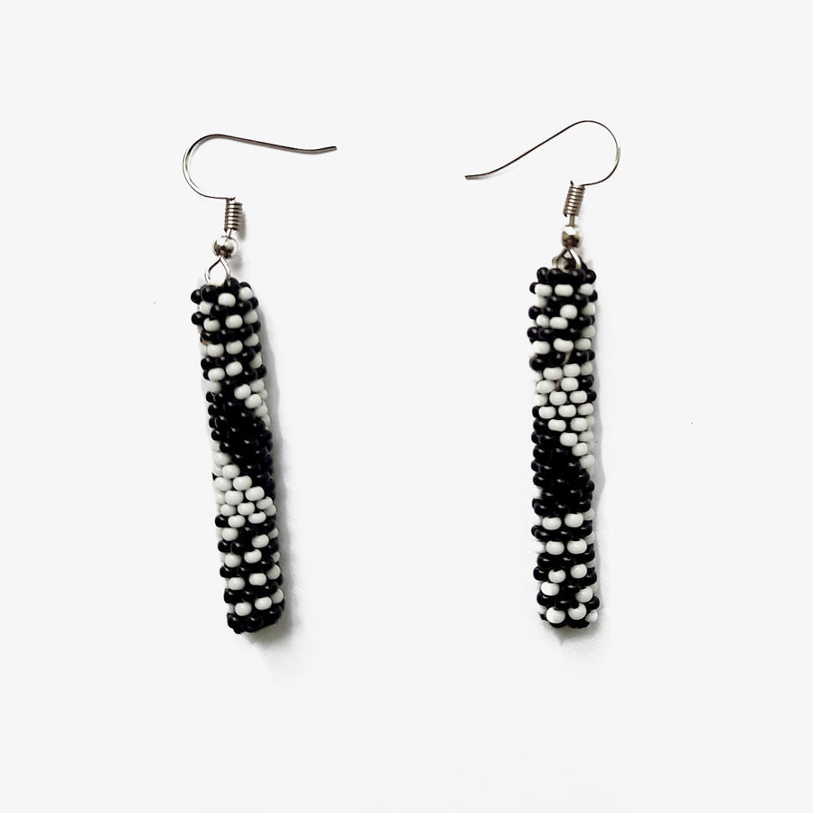 Black & White Knitted Column Earrings