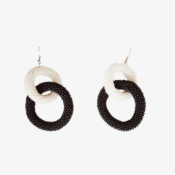 Black & White Double Loop Earrings