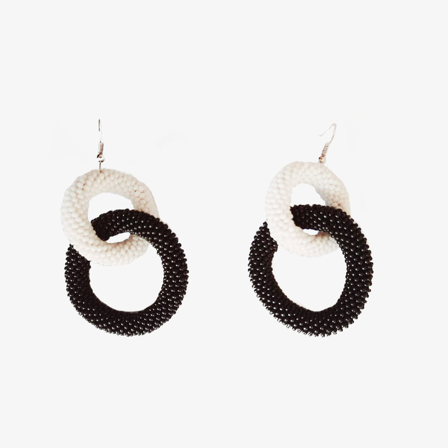 Black & White Double Loop Earrings