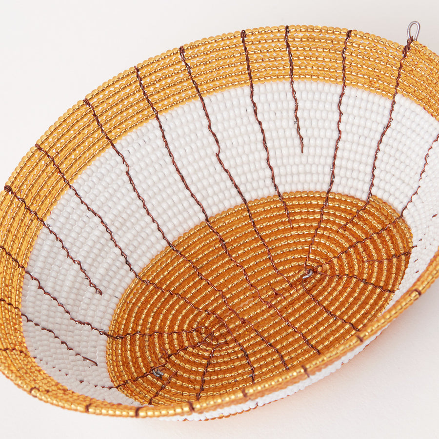 Beaded Oval Bowl in Gold