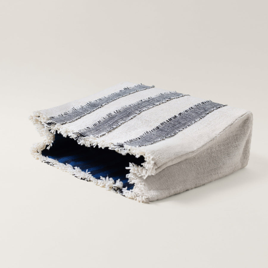 Indigo Stripe Fringe Fold-over Clutch