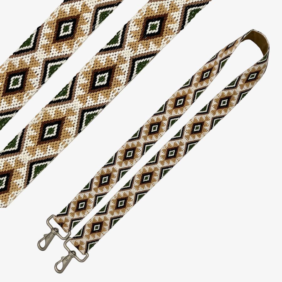 Embroidered Bag Strap in Beige
