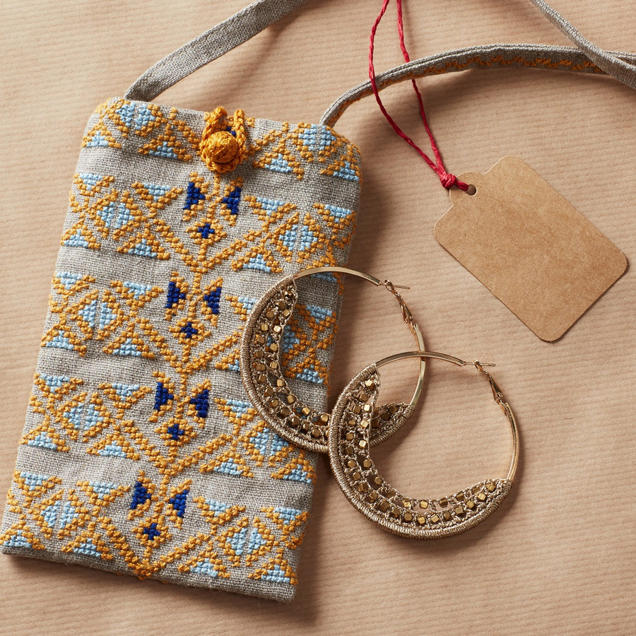 Phone Pouch in Beige & Yellow