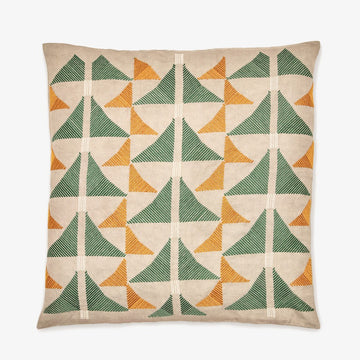 Pukhtadozi Cushion in Green, Crafted by Afghan Refugees, Hand-embroidered Homewares, Artisan Links