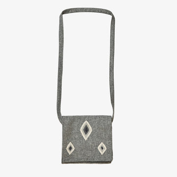 Diamond Shoulder Bag in Grey, Crafted by Afghan Refugees, Handmade Accessory, Artisan Links