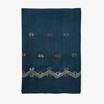 Embroidered Shawl in Navy, Crafted by Afghan Refugees, Hand-embroidered Accessory, Artisan Links