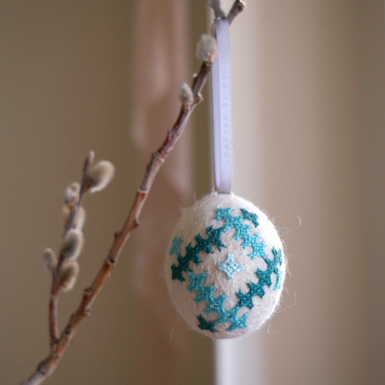 Marash Easter Egg Set, Crafted by Syrian Refugees, Handfelted Ornaments, HDIF