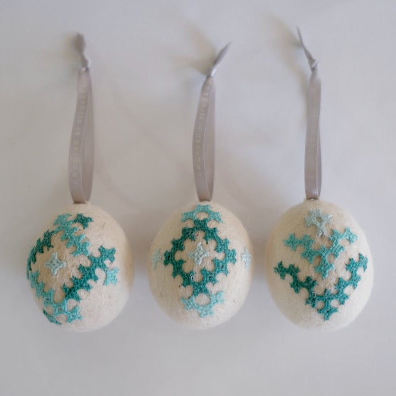 Marash Easter Egg Set, Crafted by Syrian Refugees, Handfelted Ornaments, HDIF
