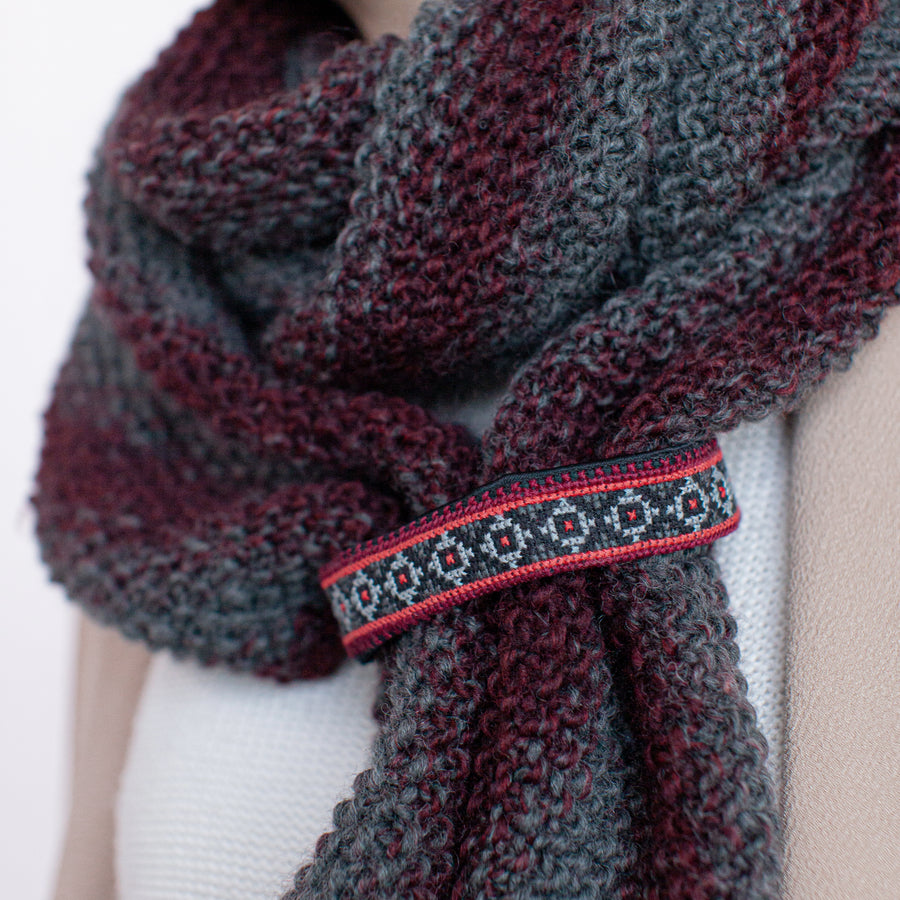 Drape Shawl in Burgundy, Crafted by Syrian Refugees, Hand-knitted Accessory, Tight Knit Syria