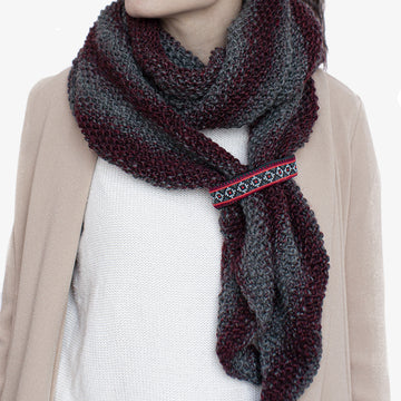 Drape Shawl in Burgundy, Crafted by Syrian Refugees, Hand-knitted Accessory, Tight Knit Syria