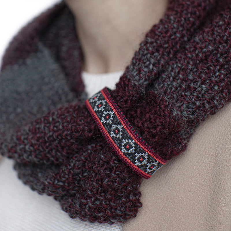 Wool Infinity Scarf in Burgundy, Crafted by Syrian Refugees, Hand-knitted Accessory, Tight Knit Syria