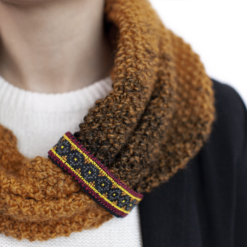 Wool Infinity Scarf in Mustard, Crafted by Syrian Refugees, Hand-knitted Accessory, Tight Knit Syria