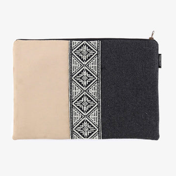 Laptop Sleeve in Grey & Taupe, Crafted by Syrian Refugees, Handmade Accessory, Tribalogy