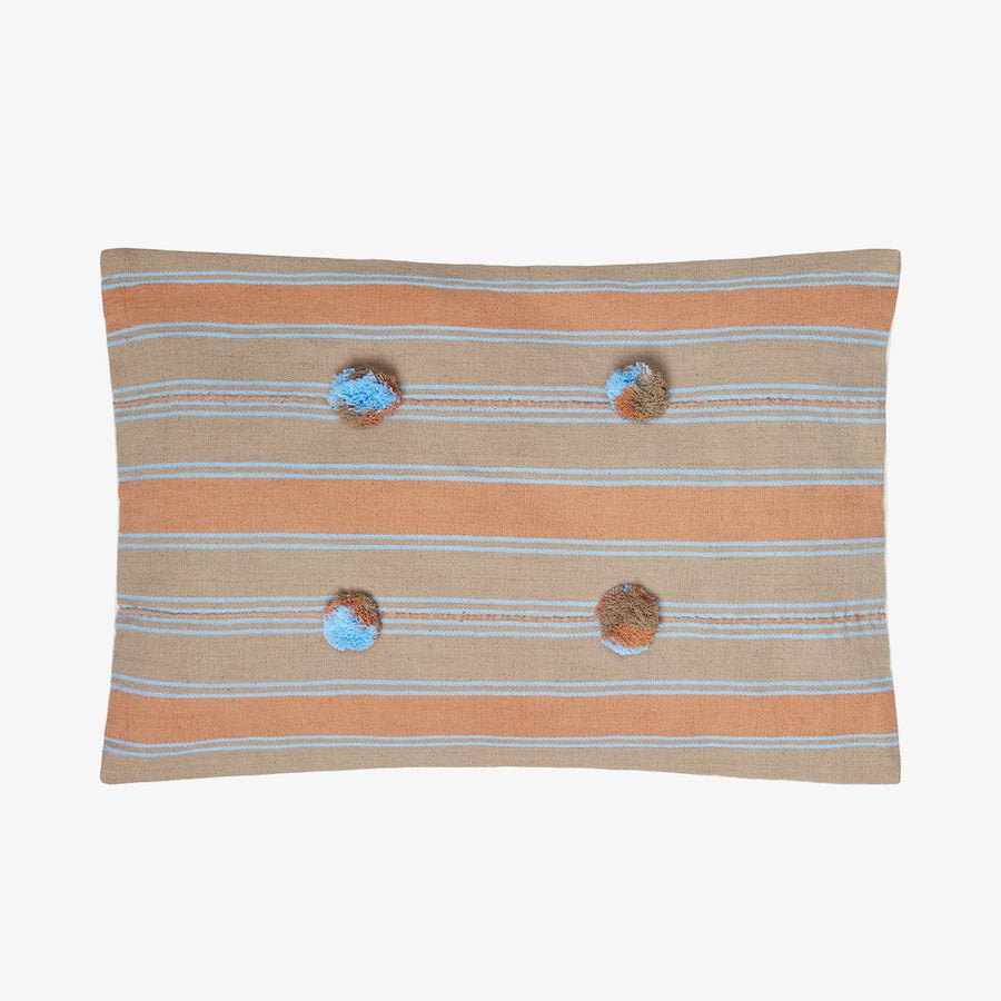 Rectangle Cushion in Rust & Light Blue