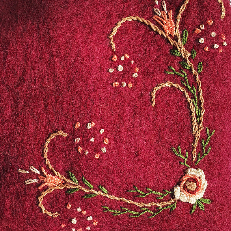 Red Embroidered Pouch, Crafted by Syrian Refugees, Hand-embroidered Accessory, HDIF