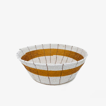 Beaded Bowl in Gold, Crafted by South Sudanese Refugees, Handcrafted Homewares, Roots