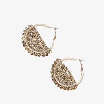 Small Semi Filigree Crochet Earrings in Gold, Crafted by Afghan Refugees, Handmade Jewellery, Archisha