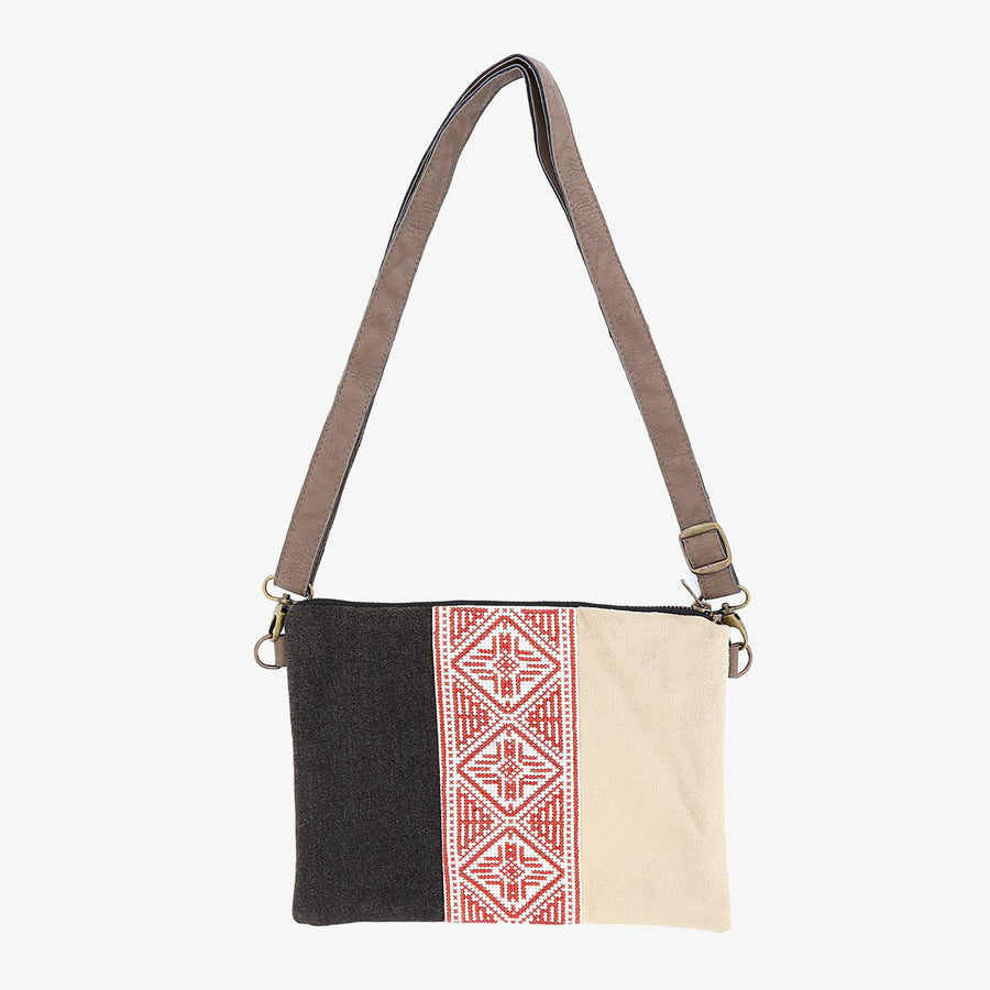 Shoulder Bag in Black & Taupe, Crafted by Syrian Refugees, Handmade Accessory, Tribalogy