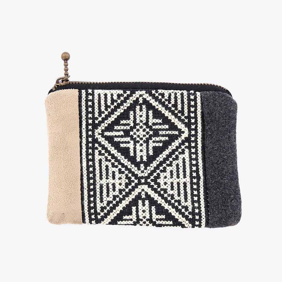 Coin Case in Taupe & Grey, Crafted by Syrian Refugees, Handmade Accessory, Tribalogy