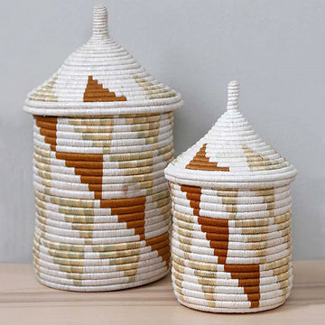 Kitwaro Basket in Maroon, Crafted by Syrian Refugees, Handweaved Homewares, Womencraft