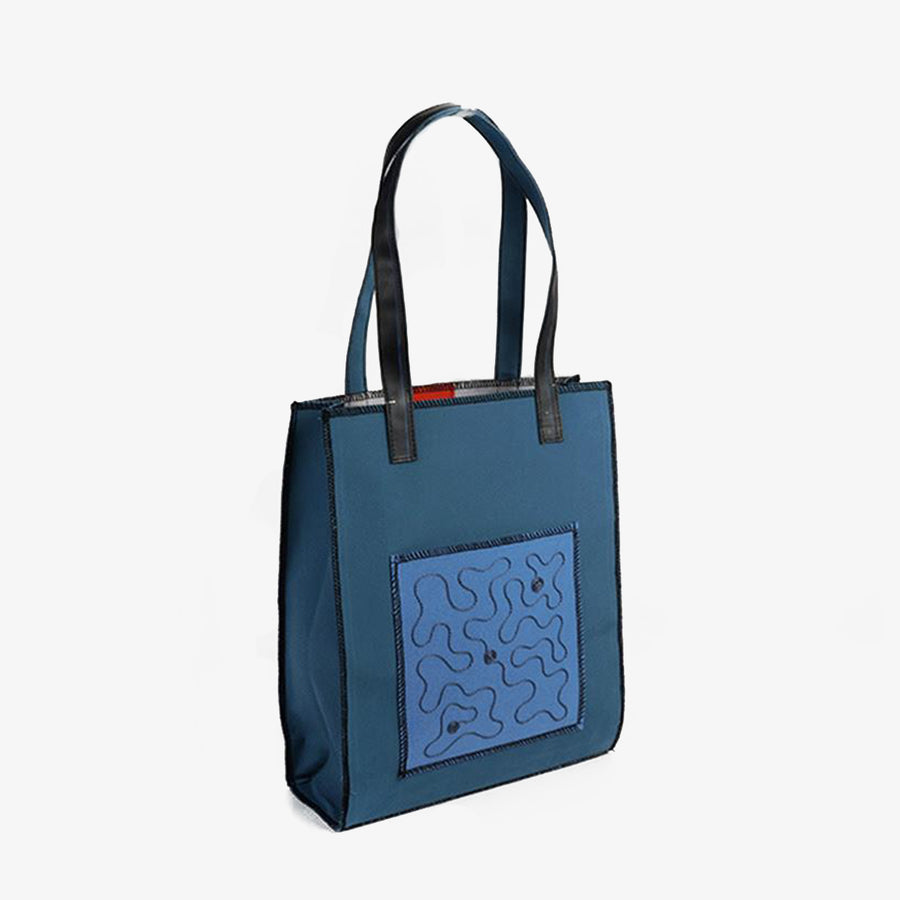Rectangular Bag in Blue, Crafted by Syrian Refugees, Handcrafted Bags, Waste Studio