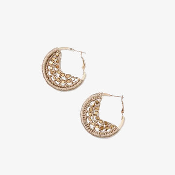 Small Crescent Moon Earrings in Gold, Crafted by Afghan Refugees, Handmade Jewellery, Archisha