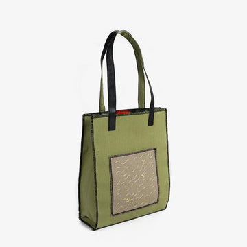 Rectangular Bag in Green, Crafted by Syrian Refugees, Handcrafted Bags, Waste Studio