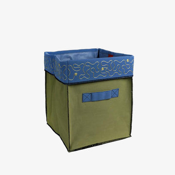 Medium Storage Containers in Blue & Green, Crafted by Syrian Refugees, Handcrafted Homewares, Waste Studio