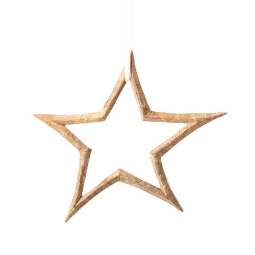 Wooden Star Decoration - Set of 2